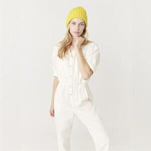 Overlover Rose Twill 100% Cotton White Jumpsuit Medium
